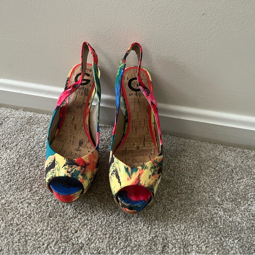 Colorful Peep Toe Slingback Heels